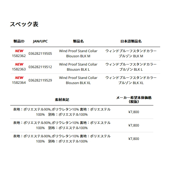 画像: ≪'22年10月新商品！≫ アブガルシア ウィンドプルーフスタンドカラーブルゾン ブラック Mサイズ [10月発売予定/ご予約受付中] 【返品不可】