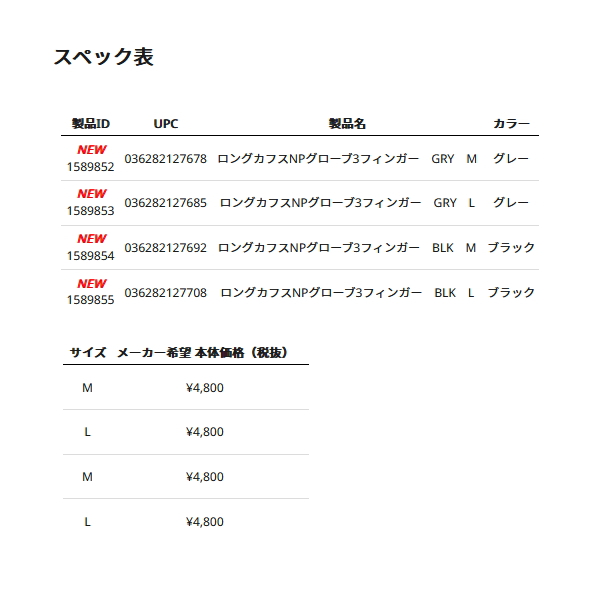 画像: ≪'23年1月新商品！≫ アブガルシア ロングカフスNPグローブ3フィンガー ブラック Mサイズ [1月発売予定/ご予約受付中] 【返品不可】