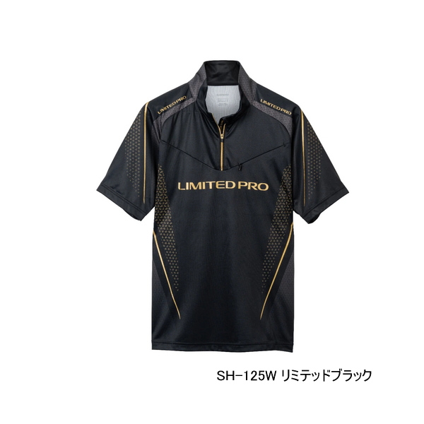 ≪'23年3月新商品！≫ シマノ リミテッド プロ ハーフジップシャツ ショートスリーブ SH-125W リミテッドブラック 3XLサイズ  [3月発売予定/ご予約受付中]