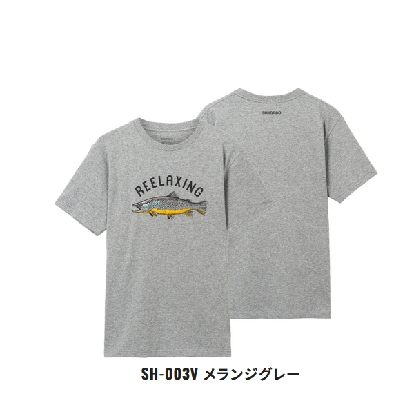 画像1: ≪'23年3月新商品！≫ シマノ オーガニックコットン グラフィック Tシャツ SH-003V メランジグレー XLサイズ [3月発売予定/ご予約受付中]