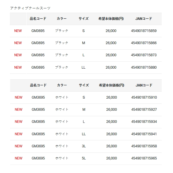 画像: ≪'23年5月新商品！≫ がまかつ アクティブクールスーツ GM-3695 ホワイト Sサイズ [5月発売予定/ご予約受付中]