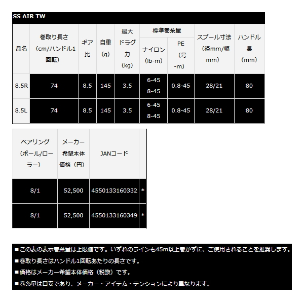 画像: ≪'23年5月新商品！≫ ダイワ SS AIR TW 8.5R(右) 【小型商品】