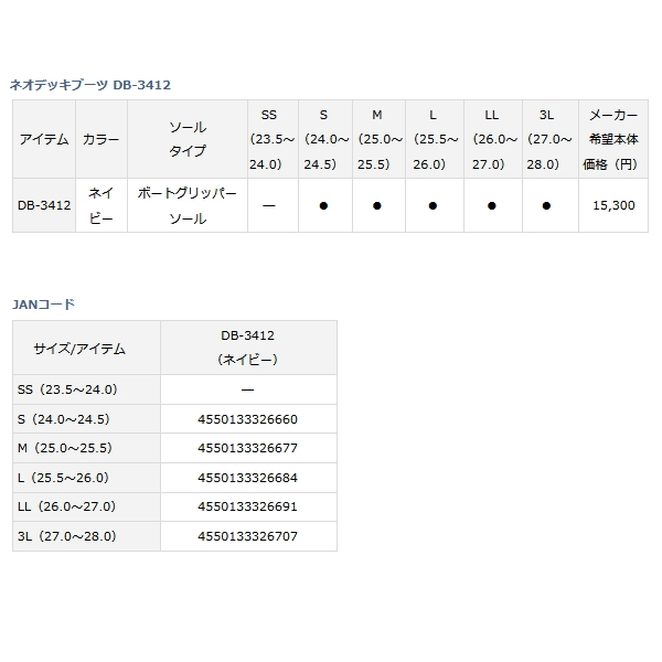 画像: ≪'23年3月新商品！≫ ダイワ ネオデッキブーツ DB-3412 ネイビー 3Lサイズ