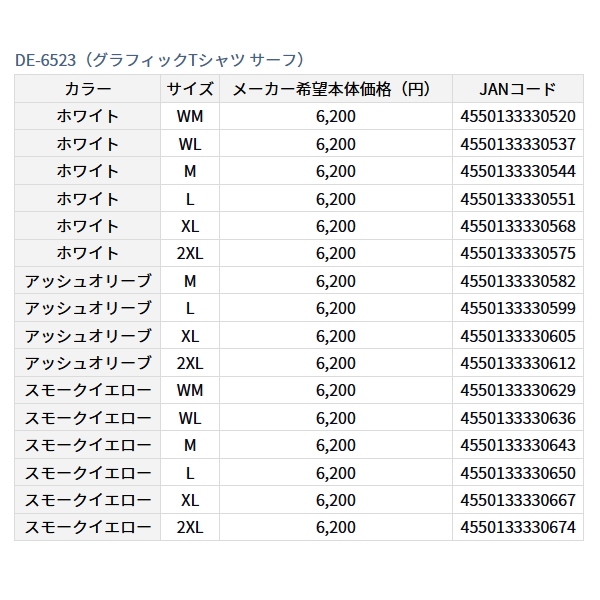 画像: ≪'23年4月新商品！≫ ダイワ グラフィックTシャツ サーフ DE-6523 アッシュオリーブ XLサイズ