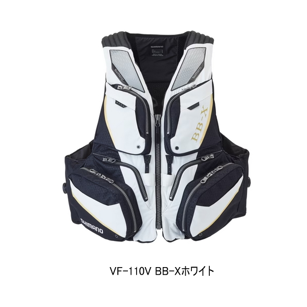 画像1: ≪'23年9月新商品！≫ シマノ リミテッドプロ フローティングベスト VF-110V BB-X ホワイト Mサイズ [9月発売予定/ご予約受付中]