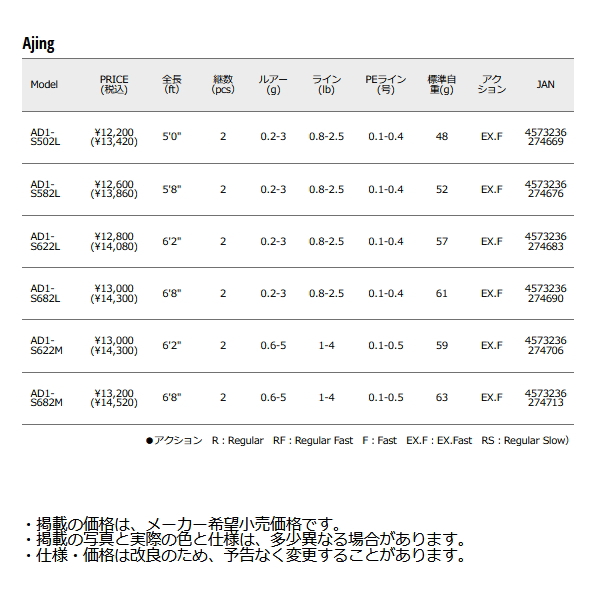 画像: ≪'23年9月新商品！≫ メジャークラフト 鯵道 1G AD1-S502L 〔仕舞寸法 80cm〕 【保証書付き】