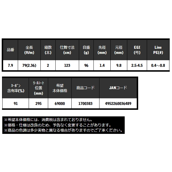 画像: ≪'23年11月新商品！≫ 宇崎日新 レスターホープ 7.9 MH 〔仕舞寸法 123cm〕 【保証書付き】 [11月発売予定/ご予約受付中]