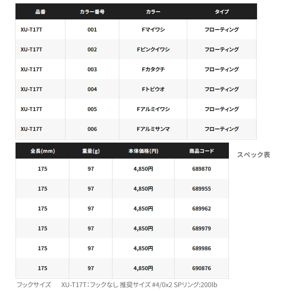 画像: ≪'20年6月新商品！≫ シマノ オシア ヘッドディップ 175F フラッシュブースト XU-T17T 004 Fトビウオ 175mm/97g 【小型商品】