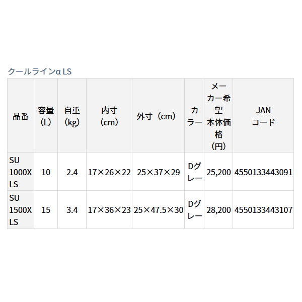 画像: ≪'23年9月新商品！≫ ダイワ クールライン α ライトソルト SU 1500X Dグレー 15L