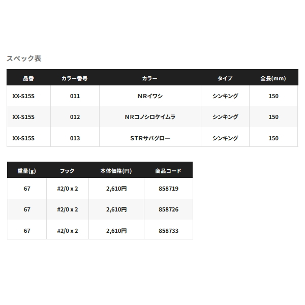 画像: ≪'23年6月新商品！≫ シマノ コルトスナイパー ロックフラット 150S ジェットブースト XX-S15S 011 NRイワシ 150mm/67g 【2個セット】 【小型商品】