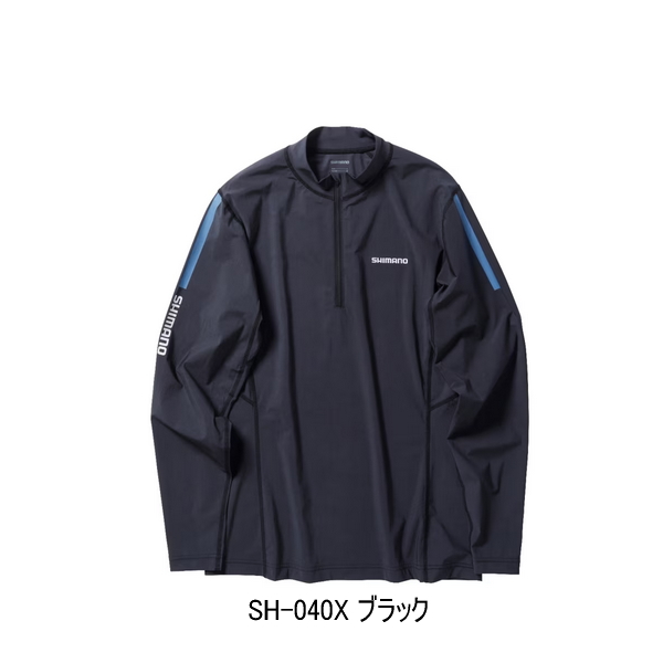 画像1: ≪'24年3月新商品！≫ シマノ ウォーターリペル ハーフジップシャツ ロングスリーブ SH-040X ブラック XLサイズ [3月発売予定/ご予約受付中]