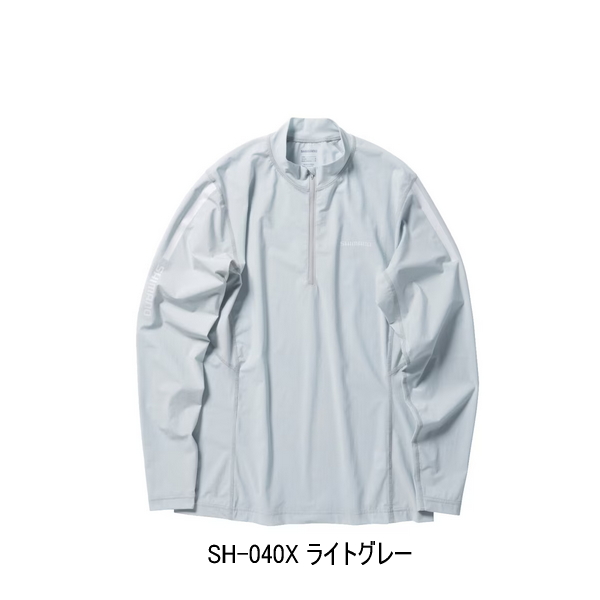 画像1: ≪'24年3月新商品！≫ シマノ ウォーターリペル ハーフジップシャツ ロングスリーブ SH-040X ライトグレー Mサイズ [3月発売予定/ご予約受付中]