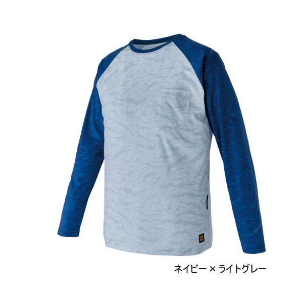 画像1: ≪'24年4月新商品！≫ がまかつ ノーフライゾーン(R) ラグランスリーブTシャツ GM-3730 ネイビー×ライトグレー LLサイズ [4月発売予定/ご予約受付中]