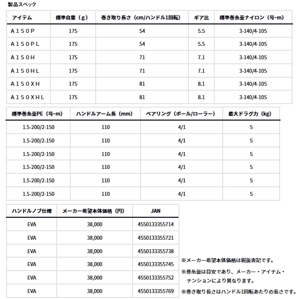 画像: ≪'24年2月新商品！≫ ダイワ アドミラ A 150XH(右) 【小型商品】