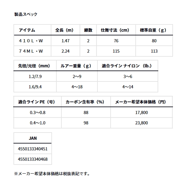 画像: ≪'23年12月新商品！≫ ダイワ ピュアリスト 74ML・W 〔仕舞寸法 115cm〕 【保証書付き】