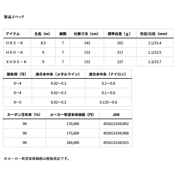 画像: ≪'24年2月新商品！≫ ダイワ 銀影エア タイプ S H85・K 〔仕舞寸法 143cm〕 【保証書付き】【大型商品1/代引不可】