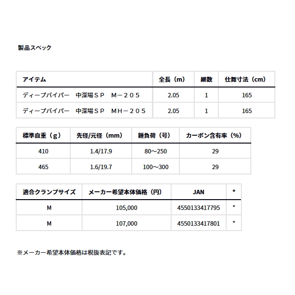 画像: ≪'24年3月新商品！≫ ダイワ ディープバイパー 中深場SP M-205 〔仕舞寸法 165cm〕 【保証書付き】【大型商品1/代引不可】