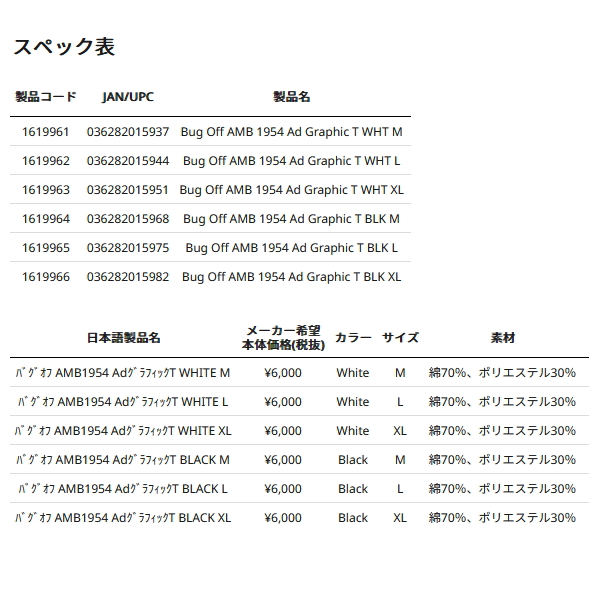 画像: ≪'24年3月新商品！≫ アブガルシア バグオフ AMB1954 Ad グラフィックTシャツ ホワイト Mサイズ 【返品不可】