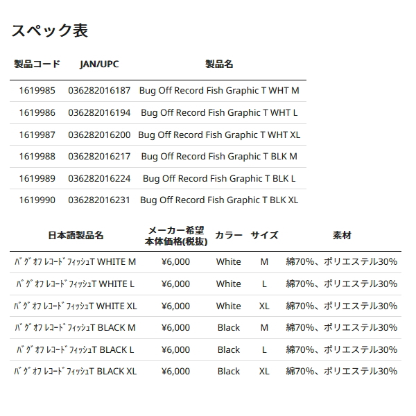 画像: ≪'24年3月新商品！≫ アブガルシア バグオフ レコードフィッシュTシャツ ブラック Mサイズ 【返品不可】