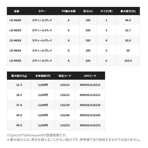 画像: ≪'24年3月新商品！≫ シマノ ハードブル 8+ LD-M68X 200m 0.6号 スティールグレイ