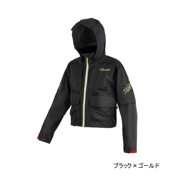 画像1: ≪'24年6月新商品！≫ がまかつ ショートレインギア(半袖デタッチャブル) GM-3751 ブラック×ゴールド Mサイズ