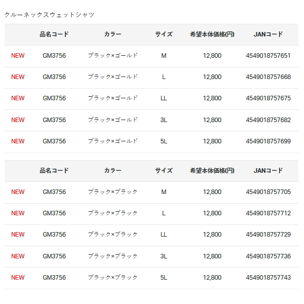 画像: ≪'24年9月新商品！≫ がまかつ クルーネックスウェットシャツ GM-3756 ブラック×ゴールド 5Lサイズ [9月発売予定/ご予約受付中]