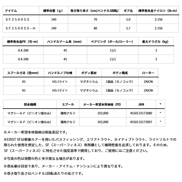 画像: ダイワ イグジスト SF2500SS 【小型商品】