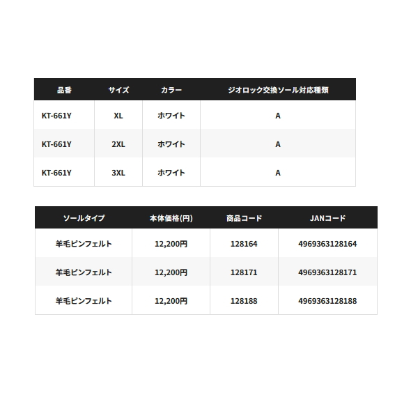 画像: ≪'25年3月新商品！≫ シマノ ジオロック 羊毛ピンフェルトキット A KT-661Y ホワイト 2XLサイズ [3月発売予定/ご予約受付中]