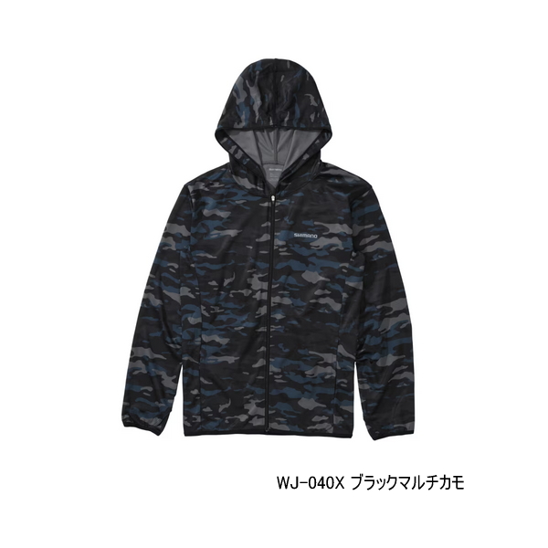 画像1: ≪'25年3月新商品！≫ シマノ サン プロテクション ジップアップ グラフィックパーカー WJ-040X ブラックマルチカモ Mサイズ [3月発売予定/ご予約受付中]