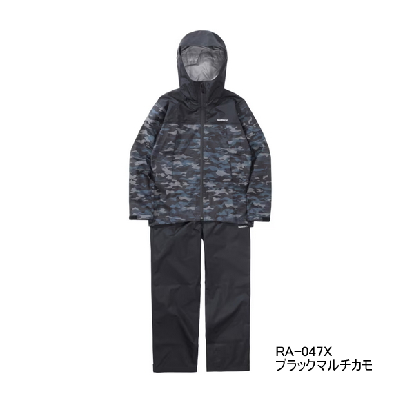 画像1: ≪'25年3月新商品！≫ シマノ 3レイヤー レインスーツ RA-047X ブラックマルチカモ WMサイズ [3月発売予定/ご予約受付中]