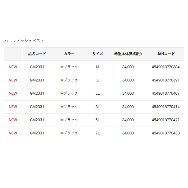 画像: ≪'25年3月新商品！≫ がまかつ ハーフメッシュベスト GM-2331 M・ブラック 7Lサイズ [3月発売予定/ご予約受付中]