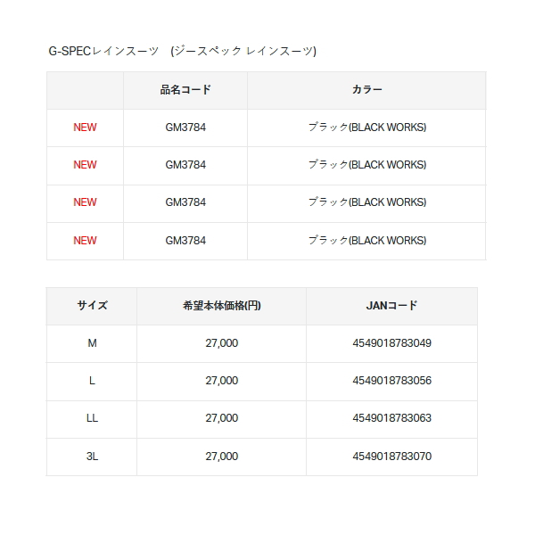 画像: ≪'25年6月新商品！≫ がまかつ Gスペック レインスーツ GM-3784 ブラック(ブラックワークス) LLサイズ [6月発売予定/ご予約受付中]