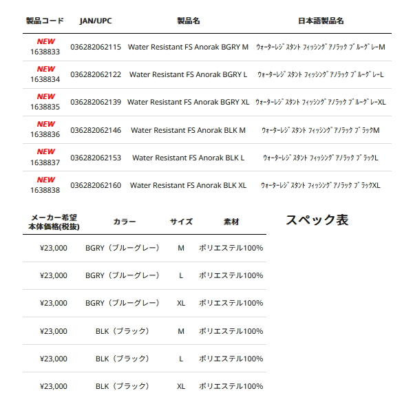 画像: ≪'25年5月新商品！≫ アブガルシア ウォーターレジスタント フィッシングアノラック ブラック Lサイズ [5月発売予定/ご予約受付中] 【返品不可】