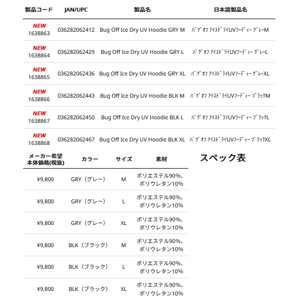 画像: ≪'25年4月新商品！≫ アブガルシア バグオフ アイスドライUVフーディー ブラック XLサイズ [4月発売予定/ご予約受付中] 【返品不可】