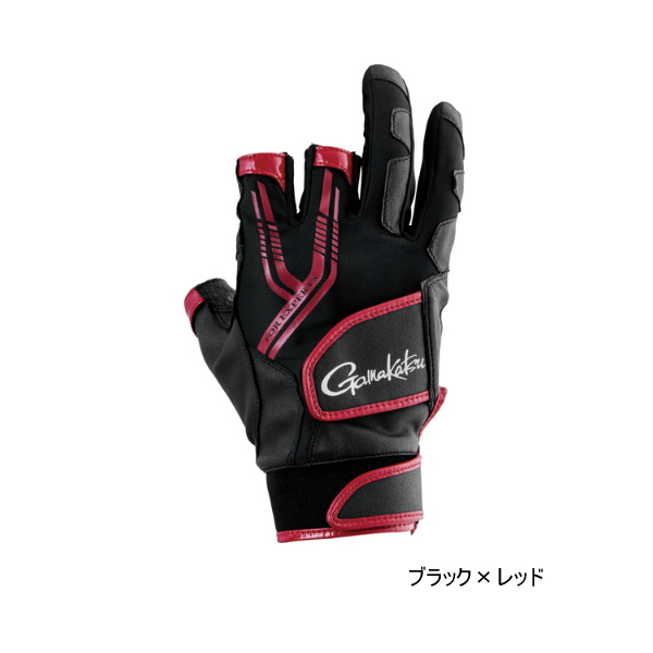 画像1: ≪'25年5月新商品！≫ がまかつ トーナメントグローブ(3本切) GM-7305 ブラック×レッド Mサイズ [5月発売予定/ご予約受付中]
