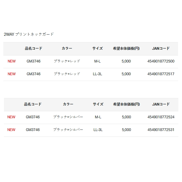 画像: ≪'25年3月新商品！≫ がまかつ 2WAY プリントネックガード GM-3746 ブラック×シルバー M-Lサイズ