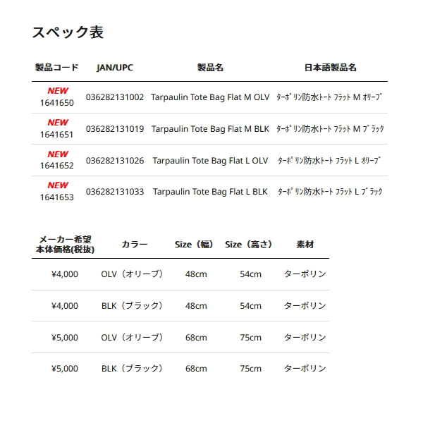 画像: ≪'25年6月新商品！≫ アブガルシア ターポリン防水トートフラット ブラック Mサイズ 【返品不可】