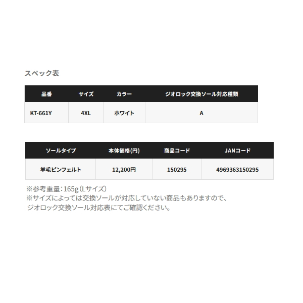 画像: ≪'25年7月新商品！≫ シマノ ジオロック 羊毛ピンフェルトキット A KT-661Y ホワイト 4XLサイズ [7月発売予定/ご予約受付中]