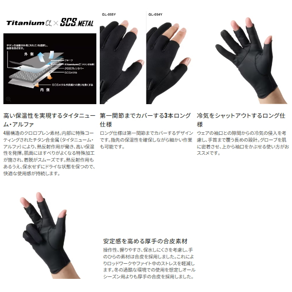 画像3: ≪'25年10月新商品！≫ シマノ 03 タイタニューム・アルファ グローブ 3 セミロング GL-055Y ブラックマルチカモ Mサイズ [10月発売予定/ご予約受付中]