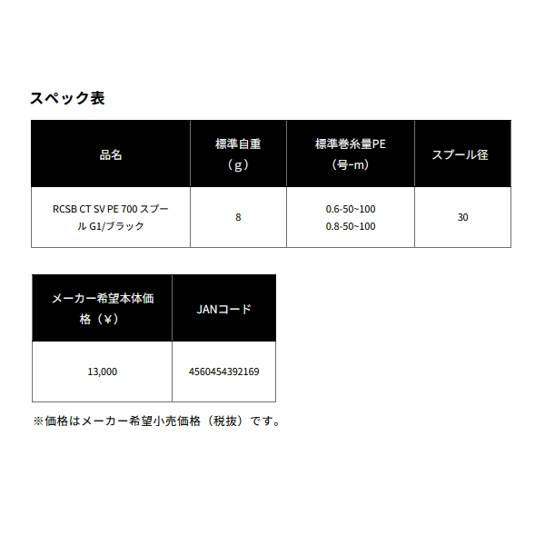 画像: ≪'25年9月新商品！≫ ダイワ SLPW RCSB CT SV PE 700 スプール G1/ブラック [9月発売予定/ご予約受付中] 【返品不可】 【小型商品】