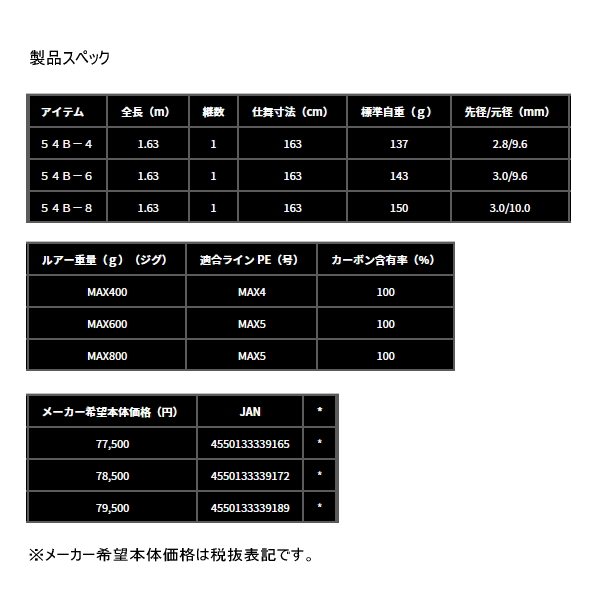 画像: ≪'25年7月新商品！≫ ダイワ ソルティガ J レブリミット 54B-6 〔仕舞寸法 163cm〕 【保証書付き】【大型商品1/代引不可】