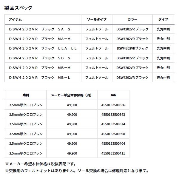 画像: ≪'25年4月新商品！≫ ダイワ スリムウェーダー (先丸中割) DSW-4202VR ブラック SB-Sサイズ