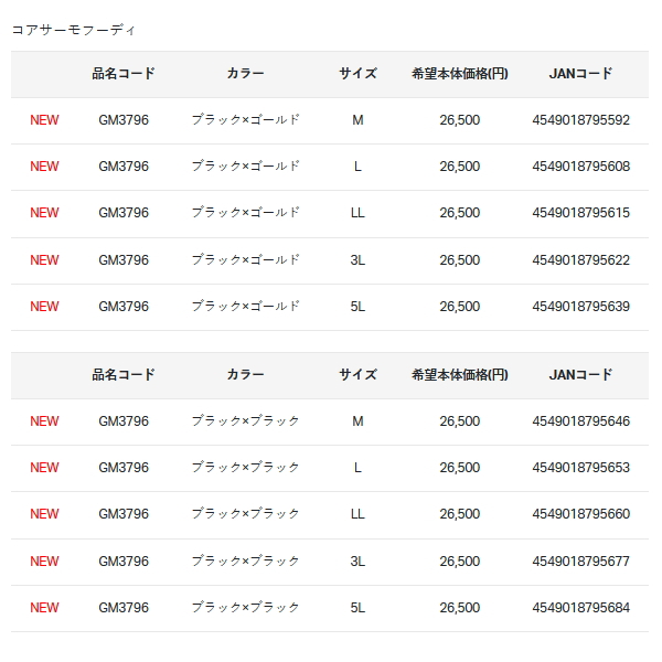 画像: ≪'25年10月新商品！≫ がまかつ コアサーモフーディ GM-3796 ブラック×ブラック Lサイズ [10月発売予定/ご予約受付中]