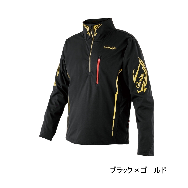 画像1: ≪'25年9月新商品！≫ がまかつ プルオーバージップシャツ GM-3794 ブラック×ゴールド LLサイズ [9月発売予定/ご予約受付中]