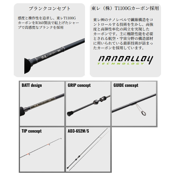 画像3: ≪'25年8月新商品！≫ メジャークラフト 鯵道 3G アジング AD3-652L/S 〔仕舞寸法 101cm〕 【保証書付き】