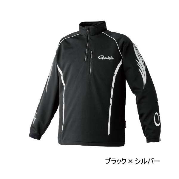 画像1: ≪'25年10月新商品！≫ がまかつ 2WAYウォームジップシャツ GM-3766 ブラック×シルバー 5Lサイズ [10月発売予定/ご予約受付中]