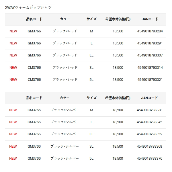 画像: ≪'25年10月新商品！≫ がまかつ 2WAYウォームジップシャツ GM-3766 ブラック×シルバー 5Lサイズ [10月発売予定/ご予約受付中]