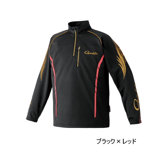 画像1: ≪'25年10月新商品！≫ がまかつ 2WAYウォームジップシャツ GM-3766 ブラック×レッド Lサイズ [10月発売予定/ご予約受付中]