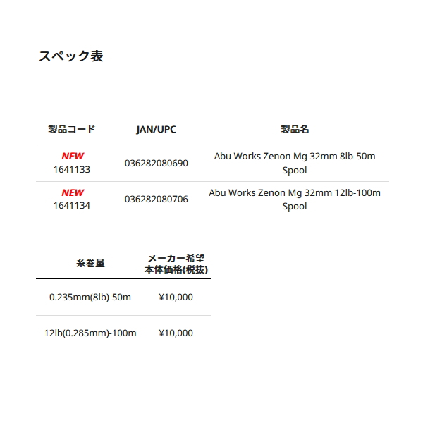 画像: ≪'25年10月新商品！≫ アブガルシア アブワークス ゼノン エムジー 32mm スプール 12lb-100m 【返品不可】 【小型商品】