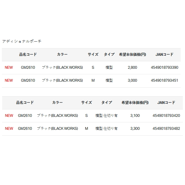 画像: ≪'25年9月新商品！≫ がまかつ アディショナルポーチ 横型 GM-2610 ブラック(ブラックワークス) Sサイズ [9月発売予定/ご予約受付中]